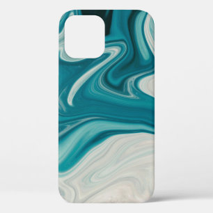 Wit en blauwgroen abstract schilderij Case-Mate iPhone case