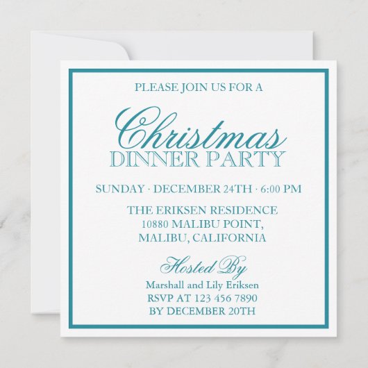 Wit en Blauwgroen minimalistisch kerstfeest | Uitn Kaart (Achterkant)