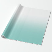 Wit en Blauwgroen Ombre Cadeaupapier (Uitgerold)
