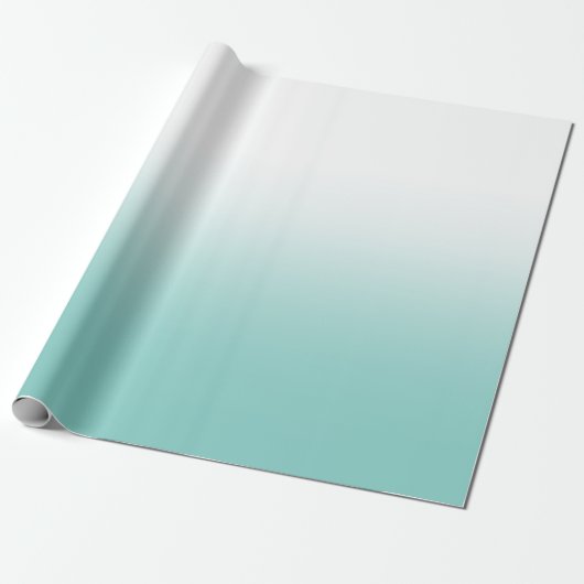 Wit en Blauwgroen Ombre Cadeaupapier (Uitgerold)