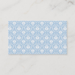 Wit en Bleek blauw Damasontwerp. Visitekaartje