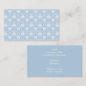 Wit en Bleek blauw Damasontwerp. Visitekaartje (Voorkant / Achterkant)
