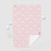 Wit en Bleek roze  bloemendamast Golfhanddoek (Insitu)