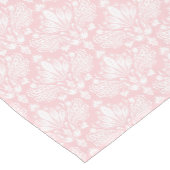 Wit en Bleek roze  bloemendamast Korte Tafelloper (Hoek)