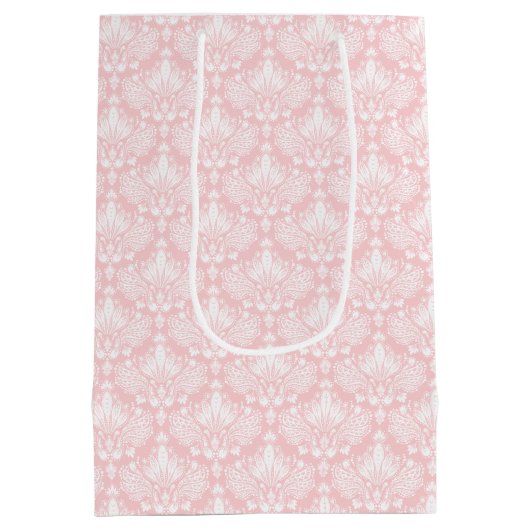 Wit en bleek roze bloemendamast medium cadeauzakje (Achterkant)