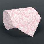 Wit en Bleek roze  bloemendamast Stropdas<br><div class="desc">Elegante witte bloemige  bloemendamast patronen op een bleke roze aangepaste achtergrond.</div>