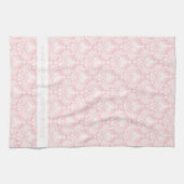 Wit en Bleek roze  bloemendamast Theedoek (Horizontaal)