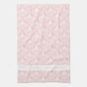 Wit en Bleek roze  bloemendamast Theedoek (Verticaal)