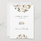Wit en Blush Roze Magnolia Bloemen Bruiloft Bedankkaart (Voorkant)
