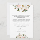 Wit en Blush Roze Magnolia Bloemen Bruiloft Bedankkaart (Achterkant)