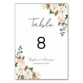 Wit en Blush Roze Magnolia Bloemen Bruiloft Kaart (Voorkant)