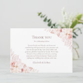Wit en Blush Roze Rozen Paar Foto Bruiloft Bedankkaart (Staand voorkant)