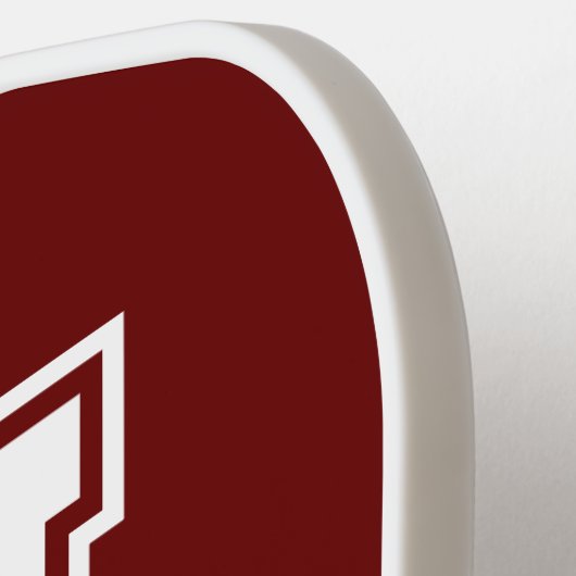 Wit en Bourgondisch Minimalistisch Modern Monogram Pickleball Paddle (Links Detail)