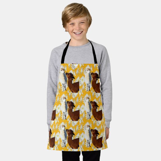 Wit en bruin alpaca's, Kinder full print Schort (Gedragen)