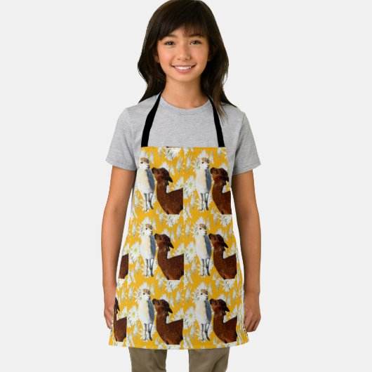 Wit en bruin alpaca's, Kinder full print Schort (Insitu)