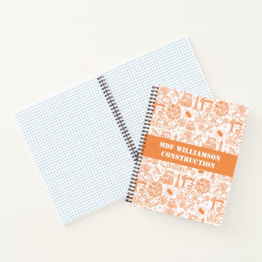 wit en bruin Architectural Blueprint Engineer Notitieboek (Binnen)