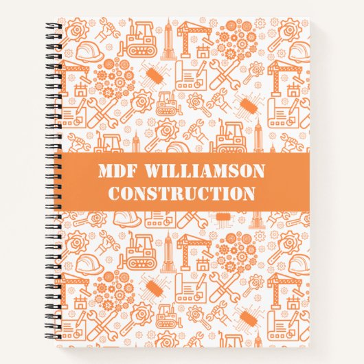 wit en bruin Architectural Blueprint Engineer Notitieboek (Voorkant)