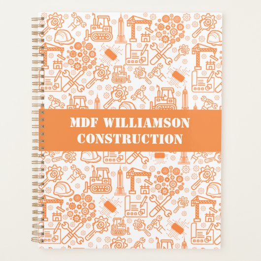 wit en bruin Architectural Blueprint Engineer Planner (Voorkant)