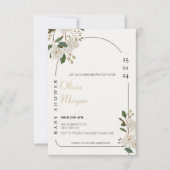 Wit en Bruin Eenvoudig Schattige Bloemen Baby show Kaart (Voorkant)