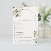 Wit en Bruin Eenvoudig Schattige Bloemen Baby show Kaart (Staand voorkant)