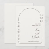 Wit en Bruin Eenvoudige Huwelijksuitnodiging Kaart (Voorkant / Achterkant)