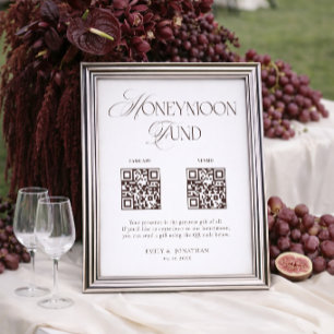 Wit en Bruin Huwelijks Honeymoon Fonds Poster