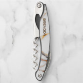 Wit en bruin marmeren textuur monogram kurkentrekker (Voorkant)