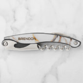 Wit en bruin marmeren textuur monogram kurkentrekker (Voorkant)