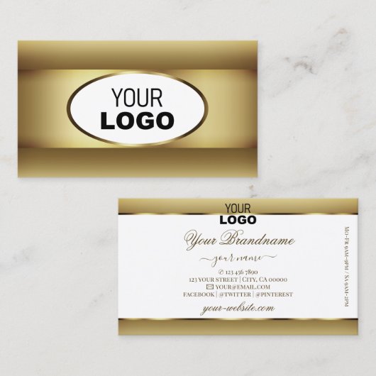 Wit en Bruin Ombre Logo Donker Goud Decor Lijst Visitekaartje (Voorkant / Achterkant)
