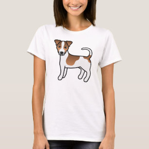 Wit en bruine Jack Russell Terrier hond met gladde T-shirt