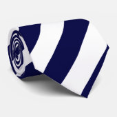 Wit en donkerblauw diagonaal gestreept Stropdas (Opgerold)