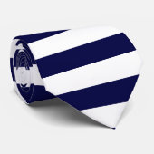Wit en Donkerblauw Horizontaal-Gestreept Stropdas (Opgerold)