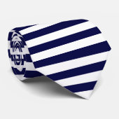 Wit en donkerblauw horizontaal gestreept Stropdas (Opgerold)