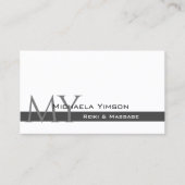 Wit en Donkergrijs met Monogram en Foto Chic Visitekaartje (Voorkant)