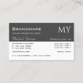 Wit en donkergrijs met professionele Initialen Visitekaartje (Achterkant)