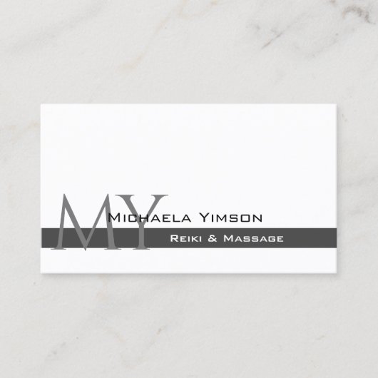 Wit en donkergrijs met professionele Initialen Visitekaartje (Voorkant)