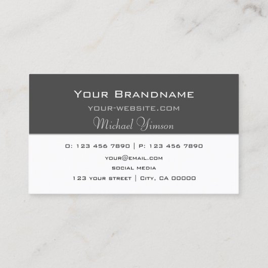 Wit en Donkergrijs Modern Cool Professional Visitekaartje (Achterkant)