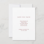 Wit en donkerrode tekst en foto | Trouwen Save The Date (Achterkant)