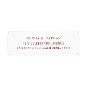 Wit en Donkerrood | Eenvoudige elegante tekst Etiket (Voorkant)