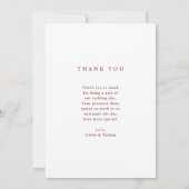 Wit en Donkerrood Elegante Tekst en Fotobruiloft Bedankkaart (Achterkant)