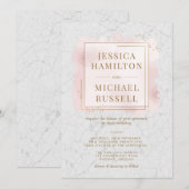 Wit en dubbelzinnig marmer Gold Lijst bruiloft Kaart (Voorkant / Achterkant)