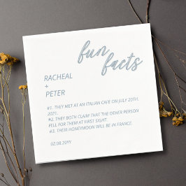 Wit en Dusty Blue Modern Facts Wedding Servet