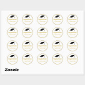 Wit en Faux Gold Afstuderen Gefeliciteerd Ronde Sticker (Vel)