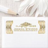 Wit en Faux Gold Damaskers en Glitter Afstudeerder Etiket (Insitu)