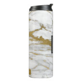 Wit en Faux Gold Marmer Elegant Monogram Thermosbeker (Gedraaid links)