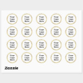 Wit en Faux Gold Uw Logo Hier Ronde Sticker (Vel)