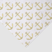 Wit en Faux Goud Ankers Patroon Tissuepapier (Detail)