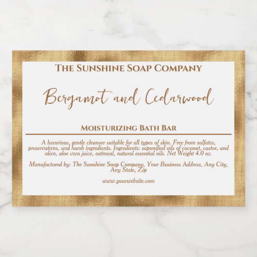 Wit en faux goud waterdicht zeepdoosetiket voedselcontainer etiket (Enkel label)