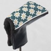 Wit en Geel bloemenpatroon Golfheadcover (3/4 voorkant)