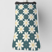 Wit en Geel bloemenpatroon Golfheadcover (Draai 90)